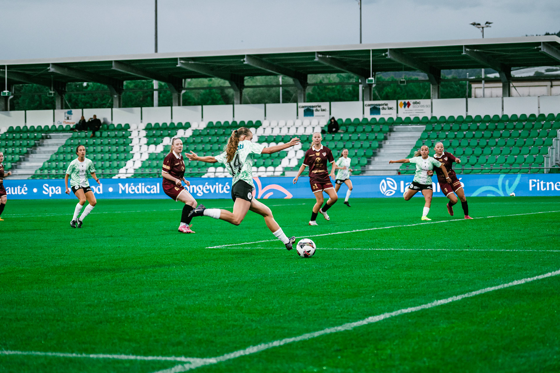 Match championnat LNB féminine opposant Yverdon Sport FC et FC Solothurn Frauen au Stade Municipal. (Christian António/LibsVisuals.com)