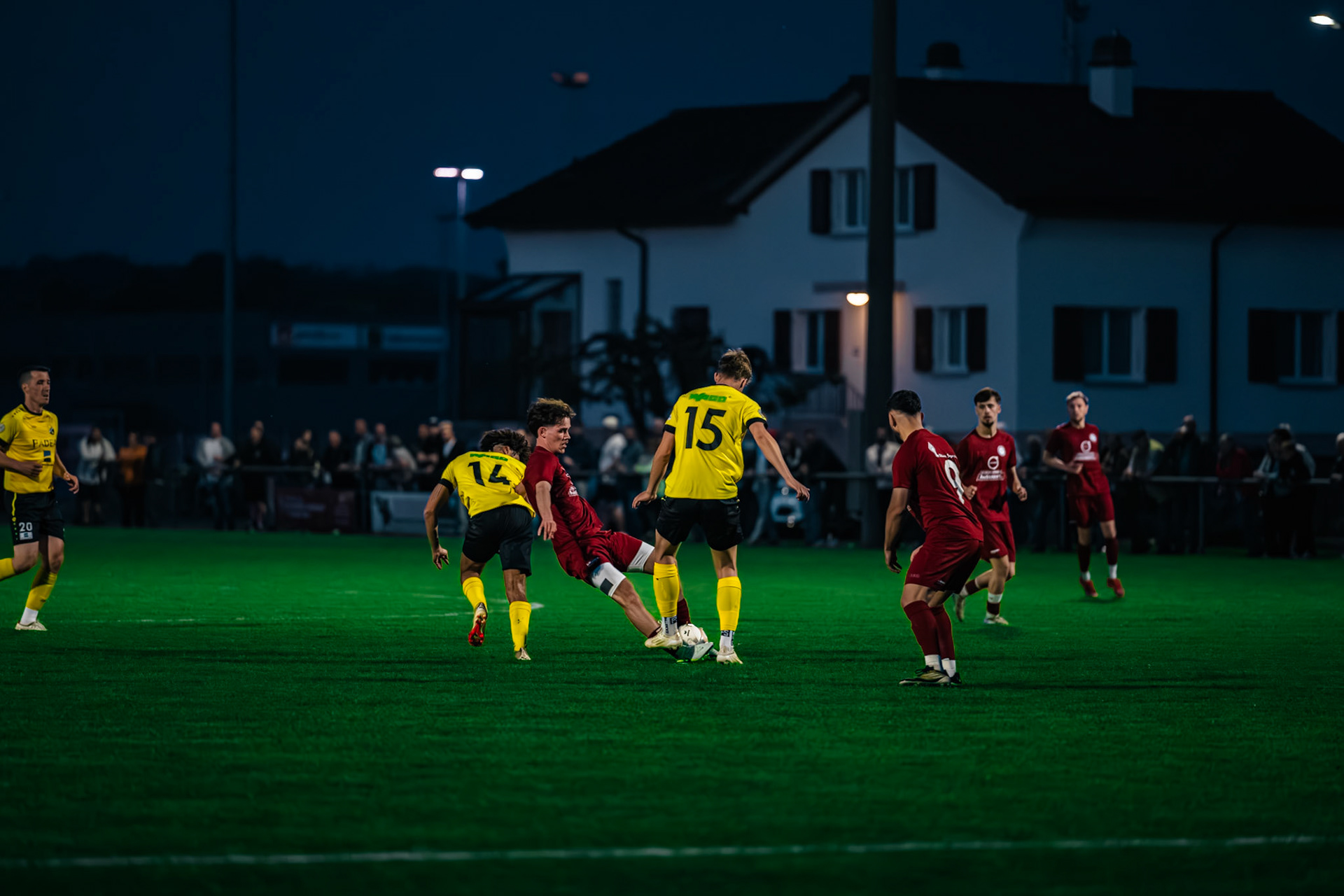 FC Domdidier et FC Cugy-Montet-Aumont-Murist I au Stade du Pâquier. (Christian António/LibsVisuals.com)