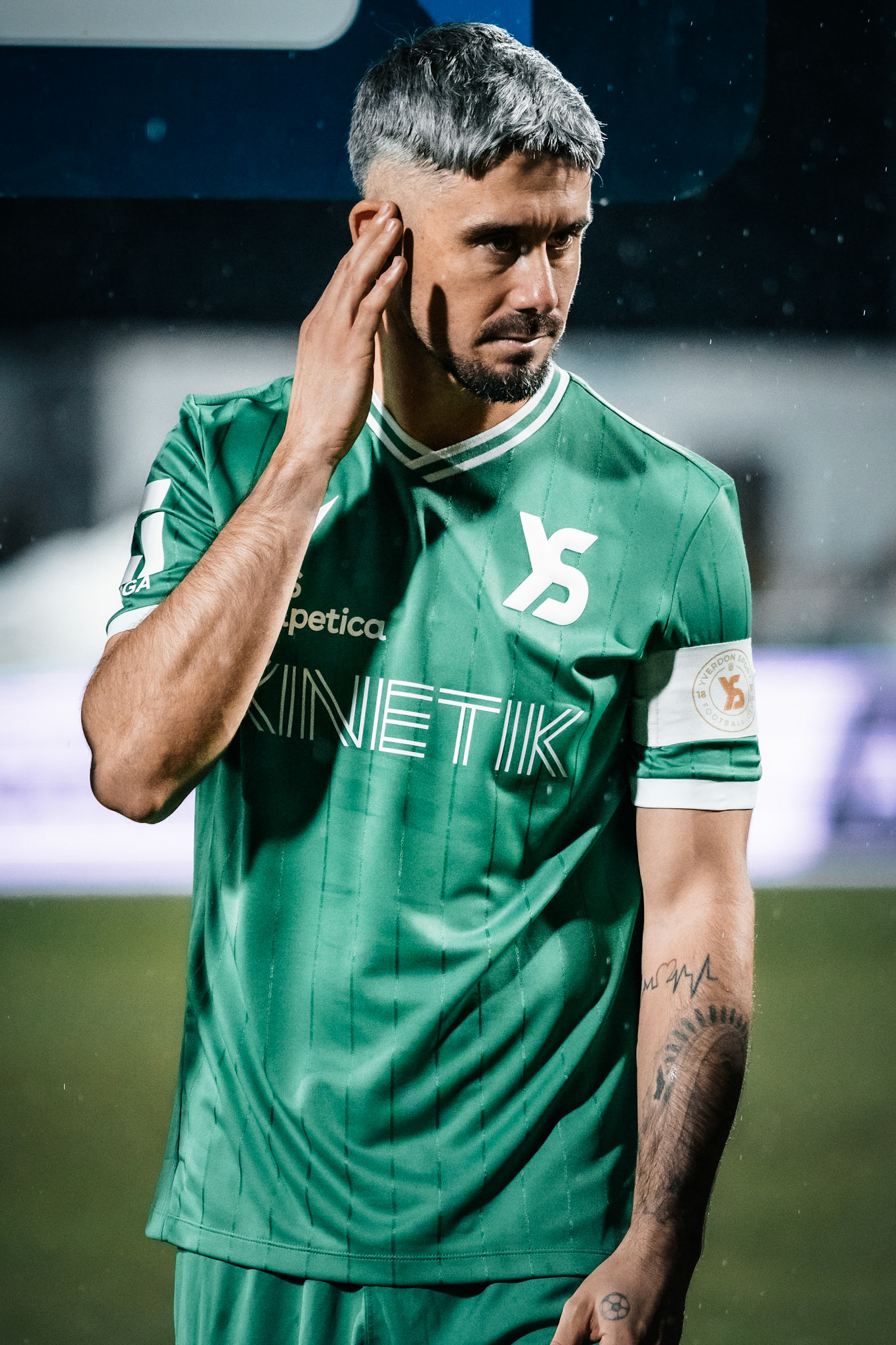 William Le Pogam, Défenseur et capitaine d'Yverdon-Sport FC lors du match entre Yverdon Sport FC et FC Sion au Stade Municipal. (Christian António/LibsVisuals.com)