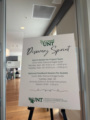 Sign for Succeed at UNT Discovery Sprint Workshop