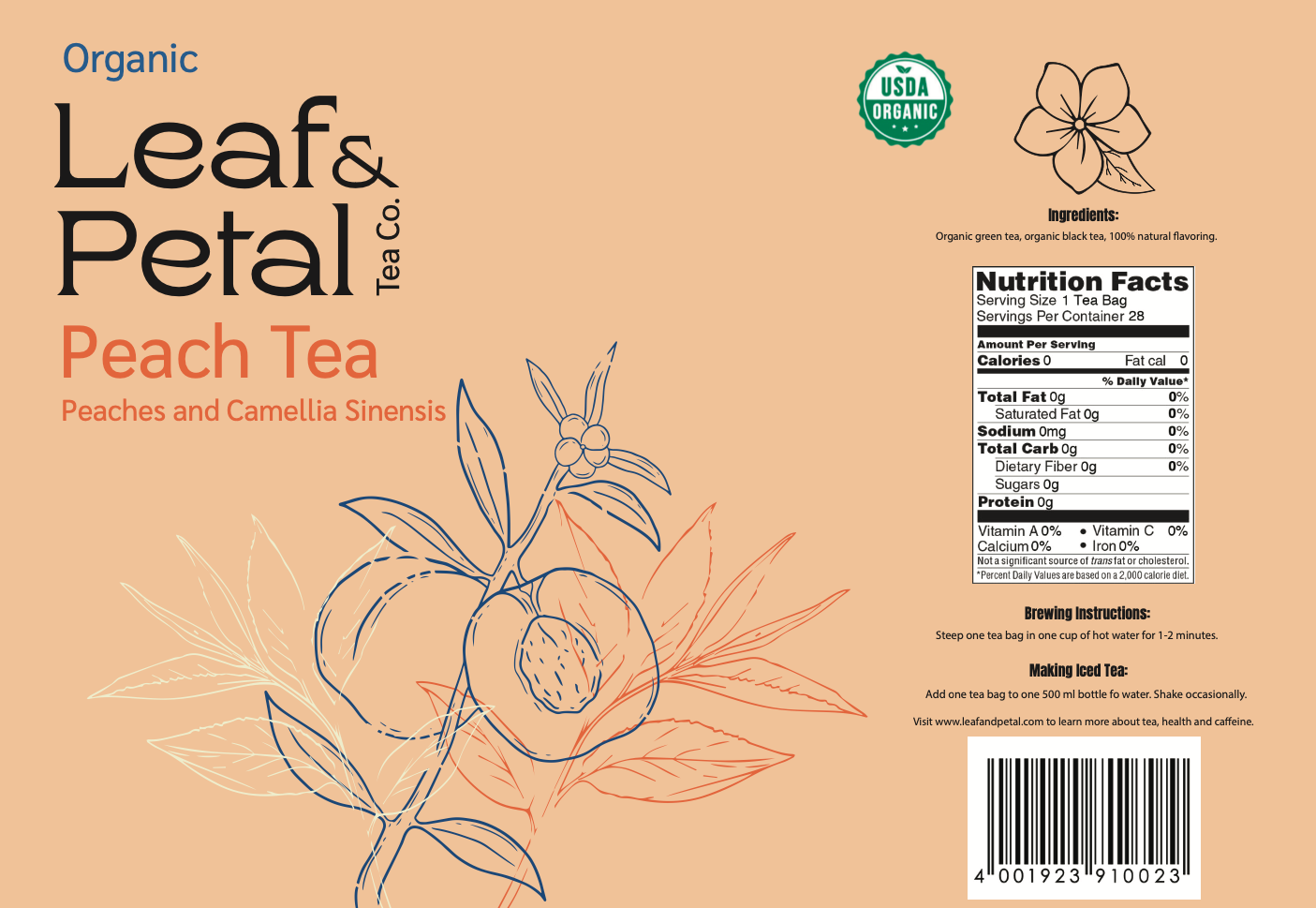 Short Peach Tea Tin Flat