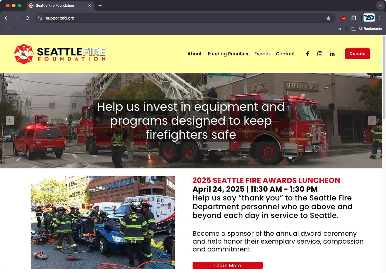 Seattle Fire Foundation website design