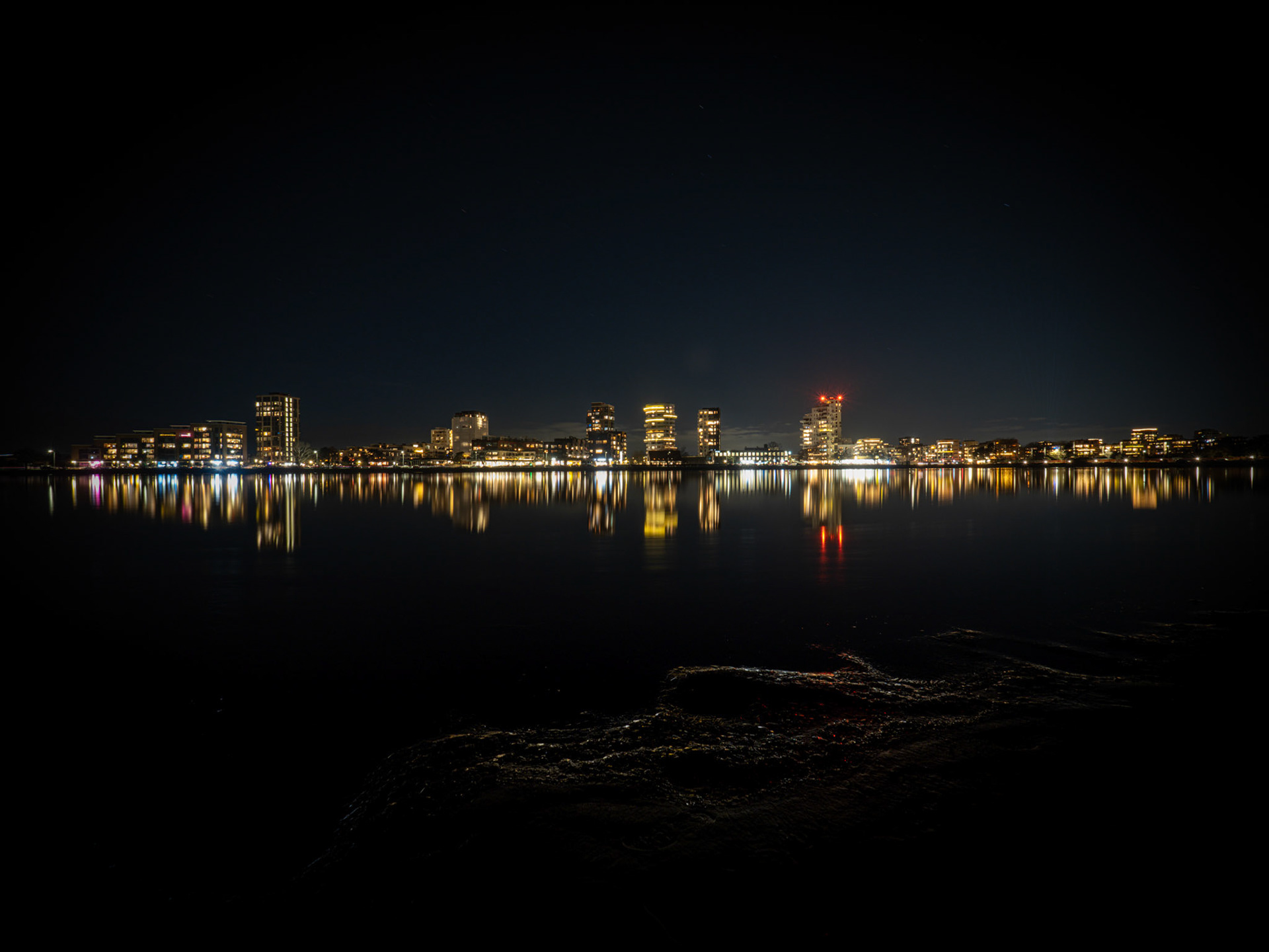 Amager Strandpark in Copenhagen by night in winter times.