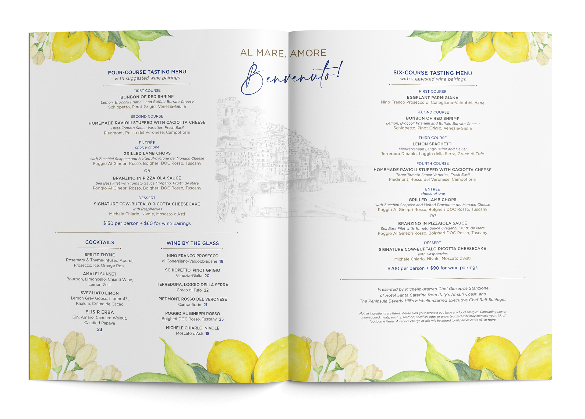 Exclusive dining pop-up with Michelin-star Al Mare, Amore of Amalfi Coast, Italy.
