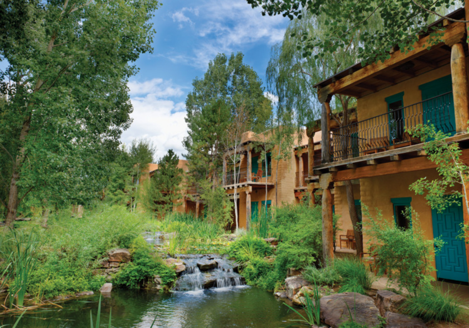 Native American suites overlooking koi pond.