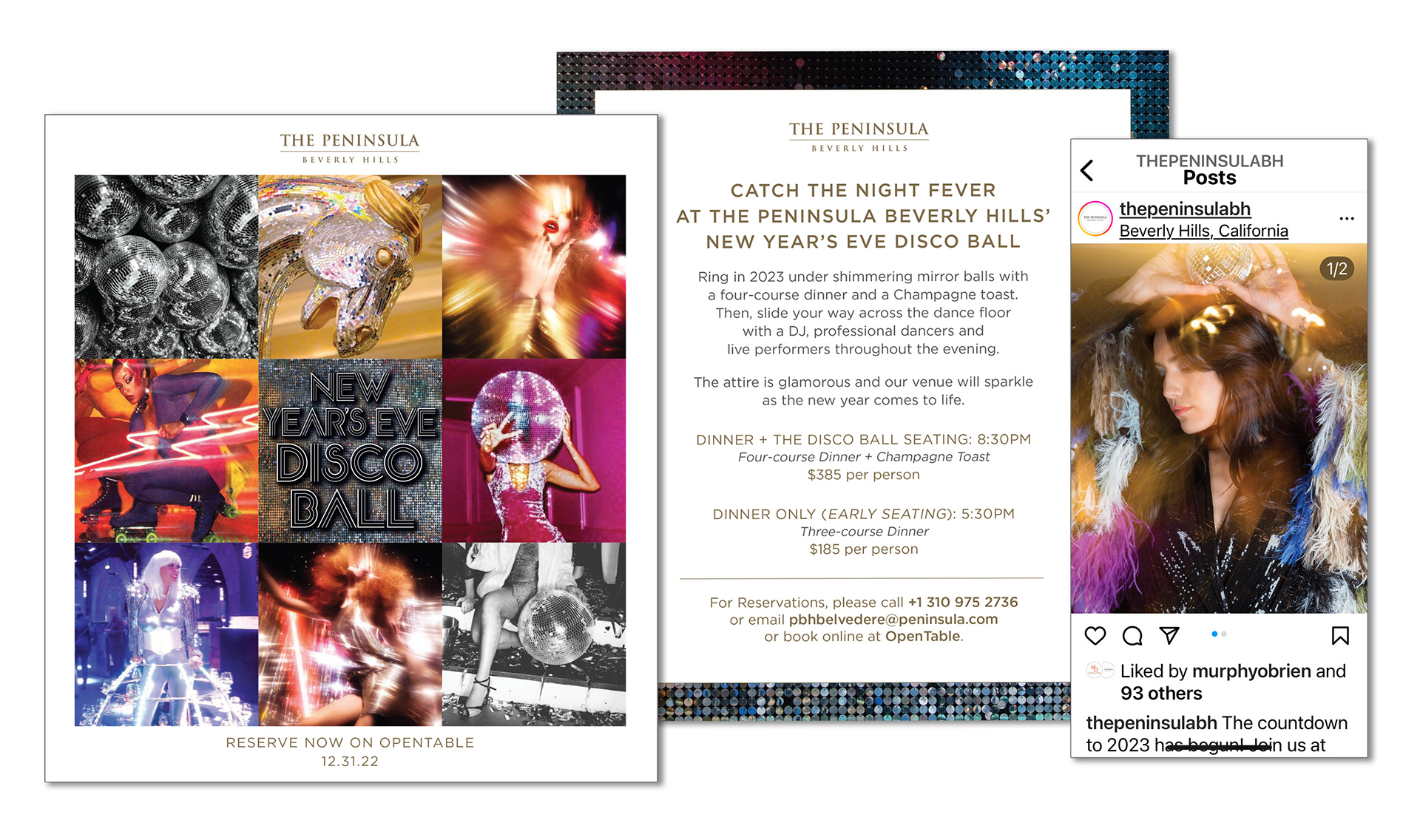 Designed NYE Disco Ball collateral; art directed photo/video shoot for social media posts/Reels and email marketing.