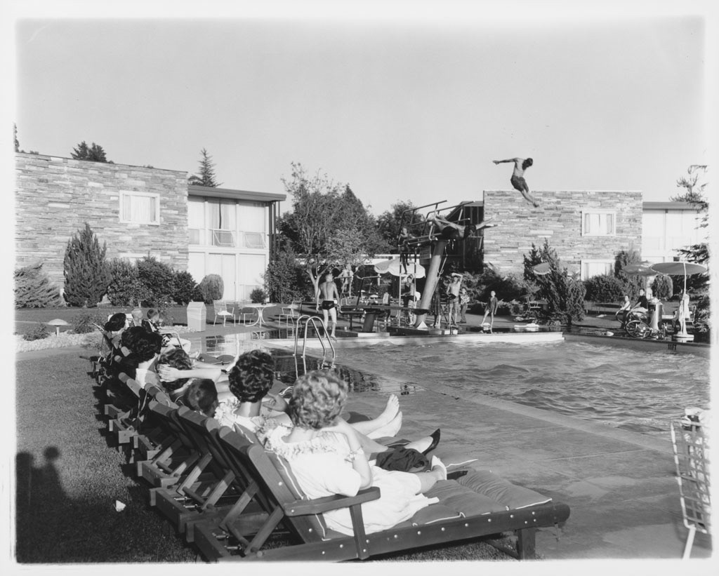 1957 Pool Scene was the heart of the Flamingo Hotel.