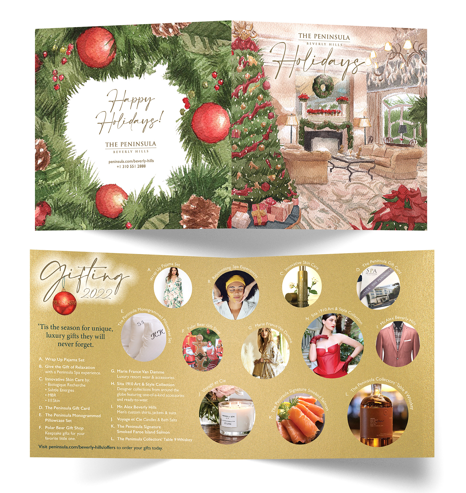 Designed holiday brochure to include new luxury gifting initiative.