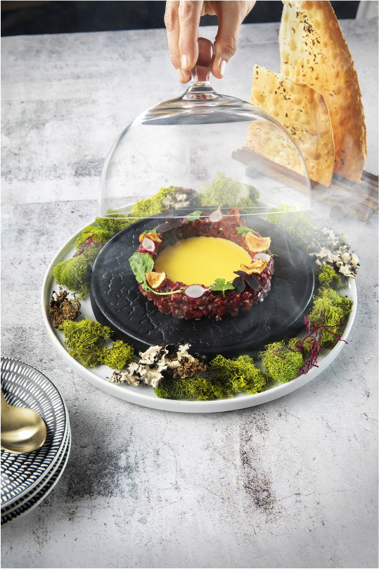 Smoking Dry-Aged Beef Tartare.