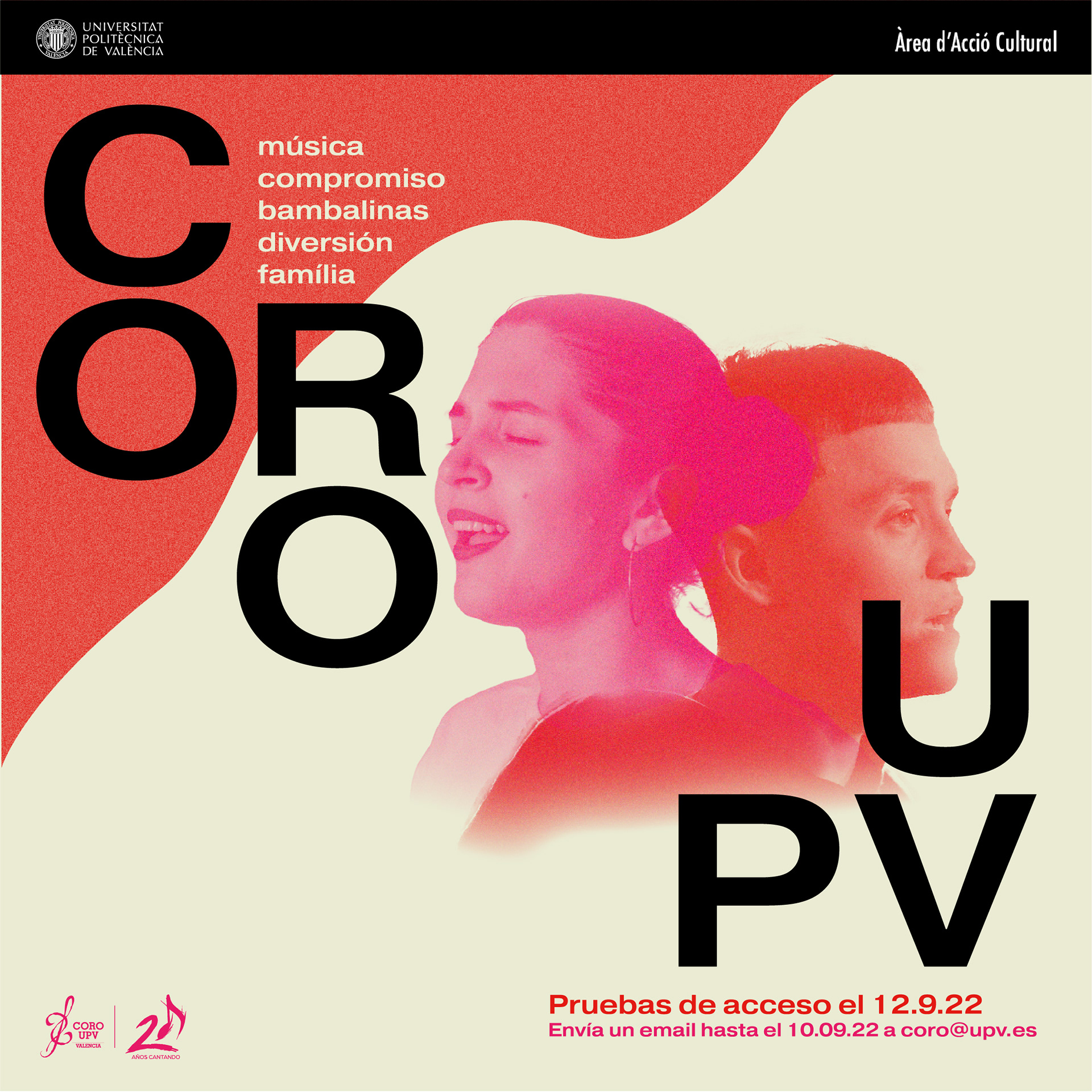 Cartel pruebas de acceso, 2022 - Cliente: Coro UPV