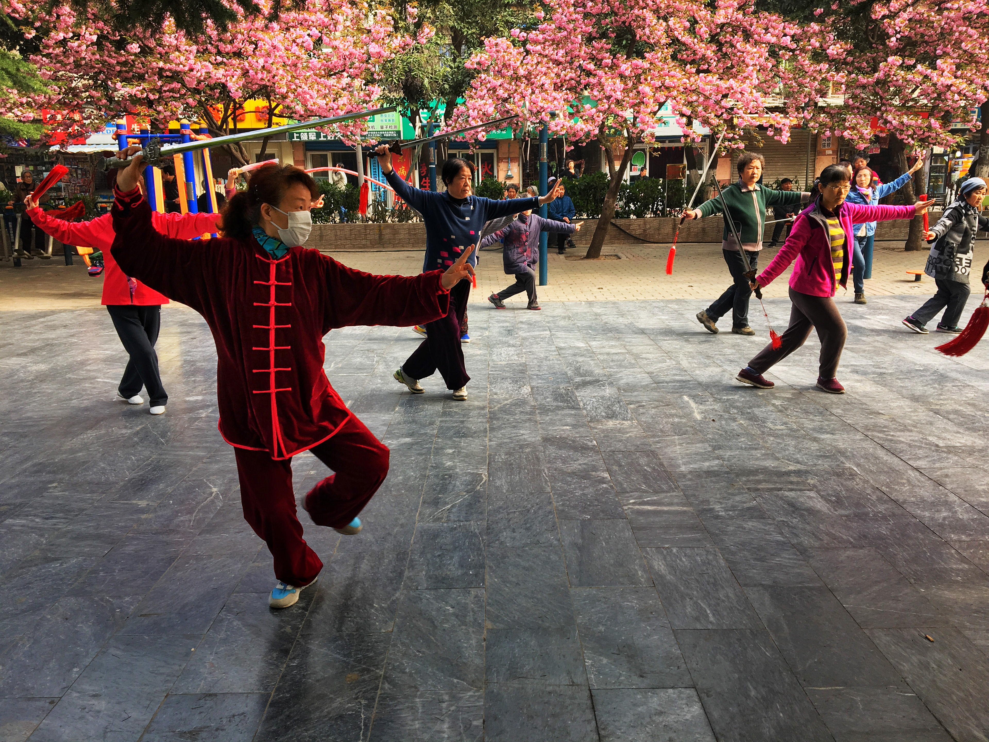 On my way to school this morning, the park I walk through was over run by old ladies dancing slowly...with swords.