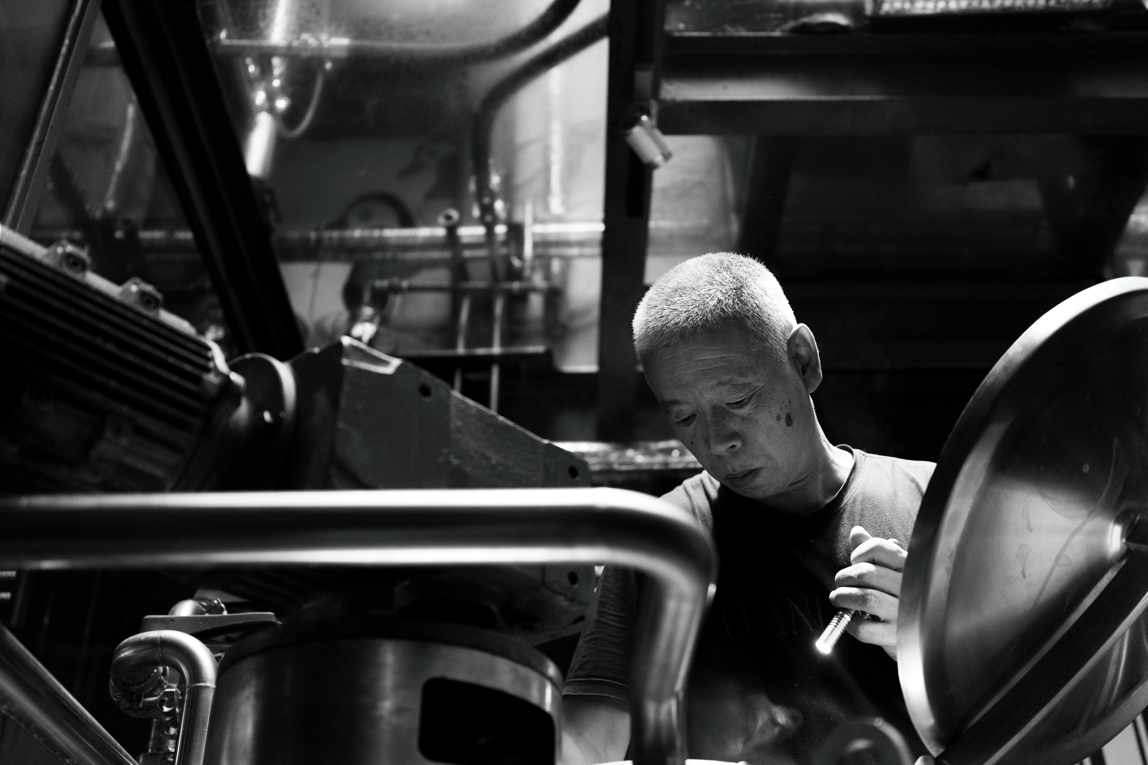 The Brewmaster at Xi'an Brewery whipping up a batch of kolsch. 