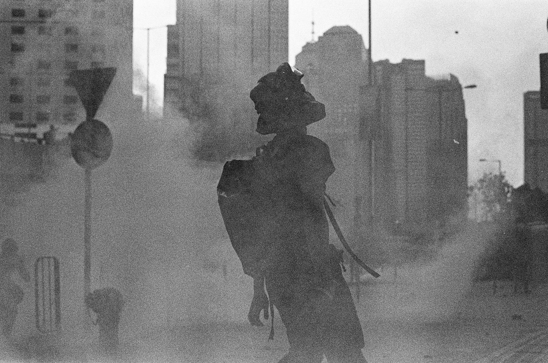 Fog of War: Admiralty, Hong Kong: Historical injuries and injustices sparked the protests in Hong Kong. As the fight has raged on, new injuries fuel even more violence. They cycle is vicious. Tear gas and bricks are easier to come by than forgiveness. Sunday marked a return to violence for both police and citizens alike after three days of peaceful demonstrations due to the anniversary of 9/11 and the autumn moon festival. September 15, 2019-Hong Kong, 35mm