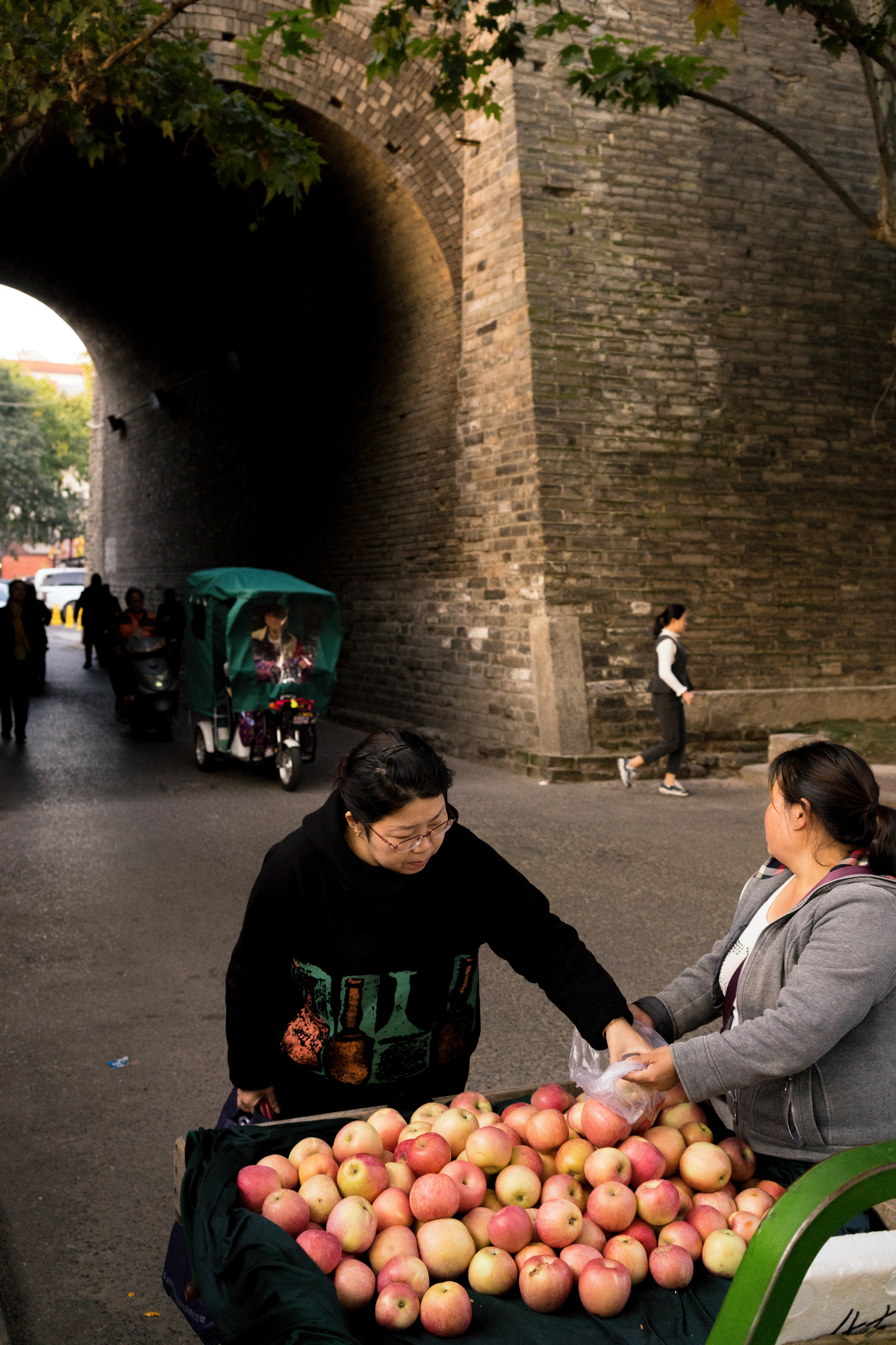 Shopping outside the city wall.
