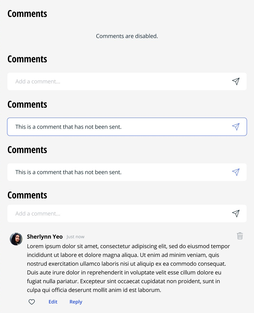 Comment Section example (Commentor's POV)