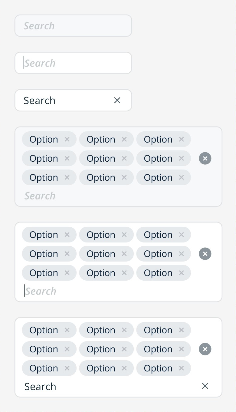 Filter Search Bar component variants