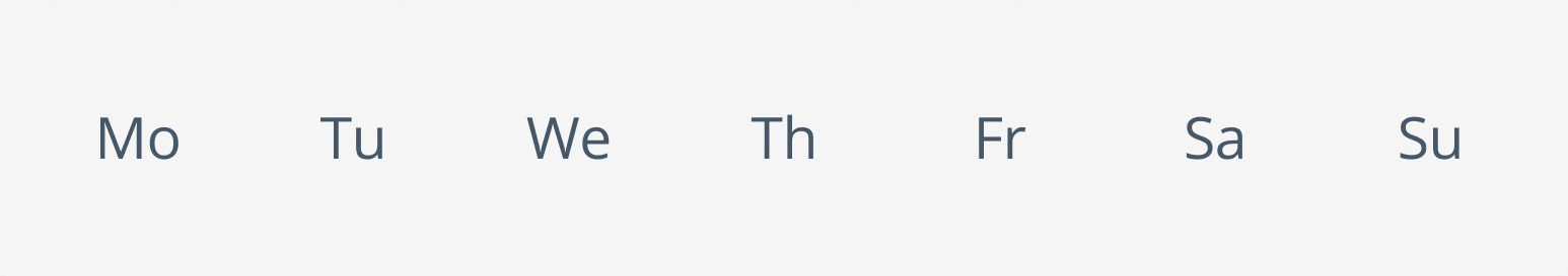 Day Text component variants