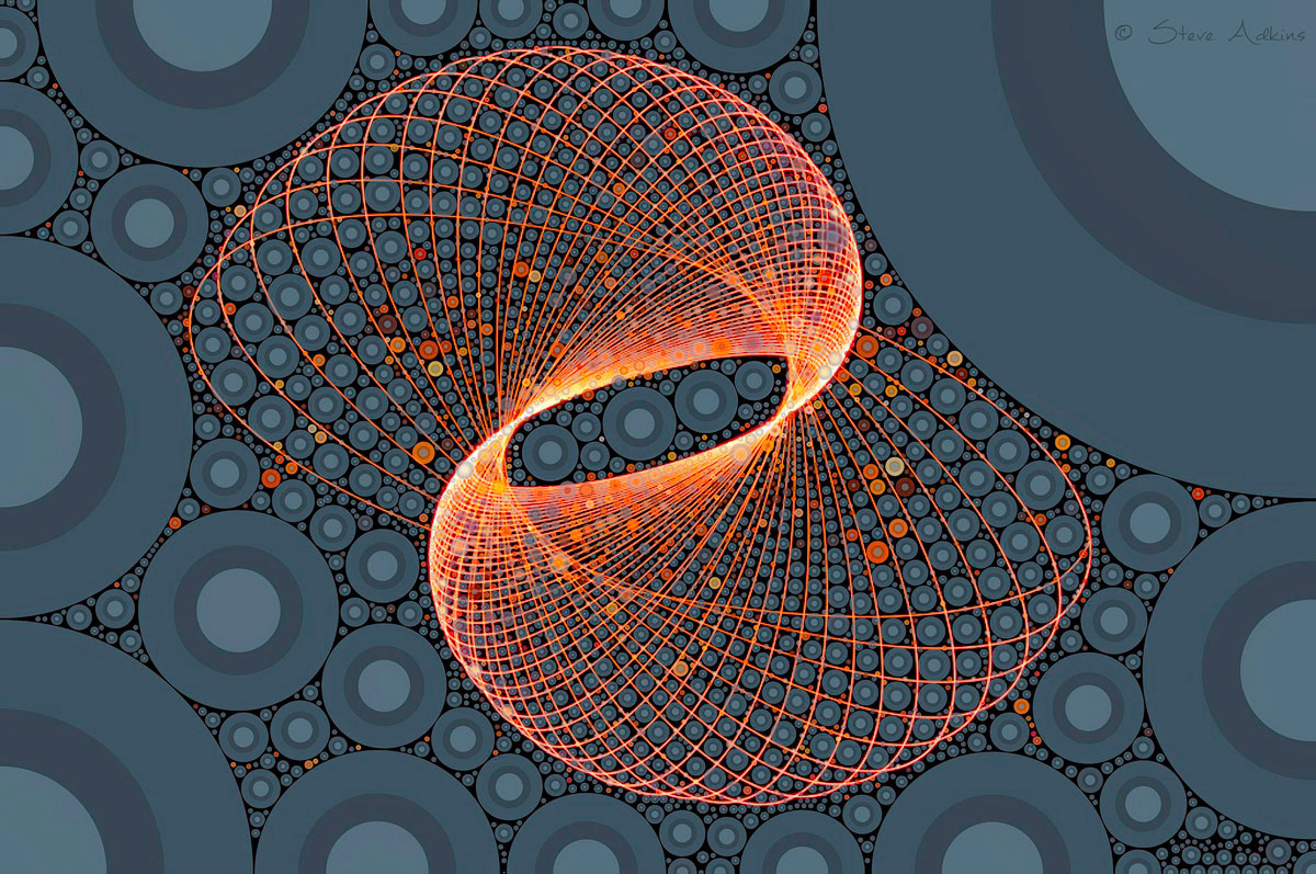 Created with images of physiograms. A long exposeure of the path of a swinging light.