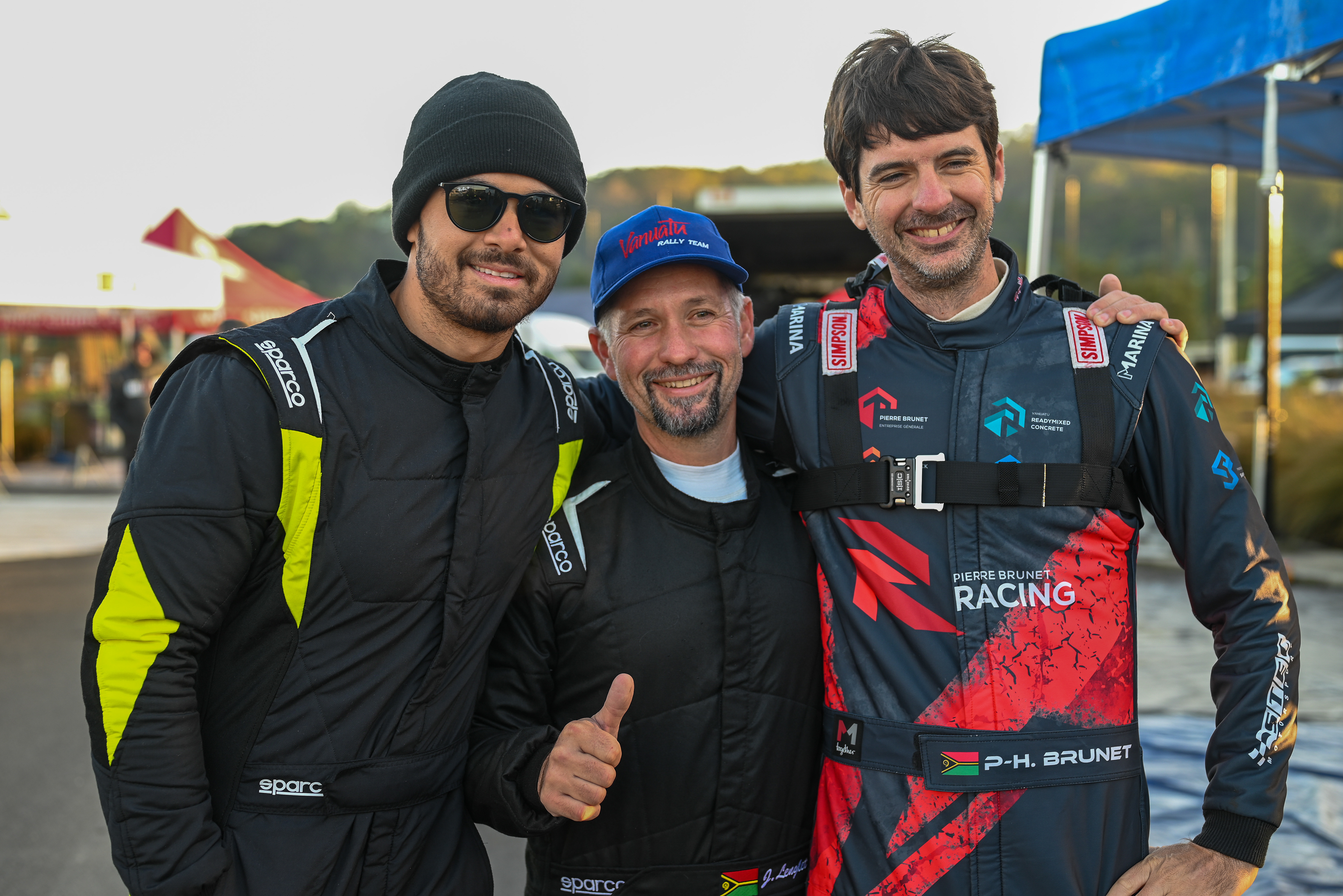 Pilots of Vanuatu Teams: Nelson Law (Tamafira Rally Team), Julien Lenglet (Ramasen Sapinii), Pierre Henri (Pierre Brunet Racing)
