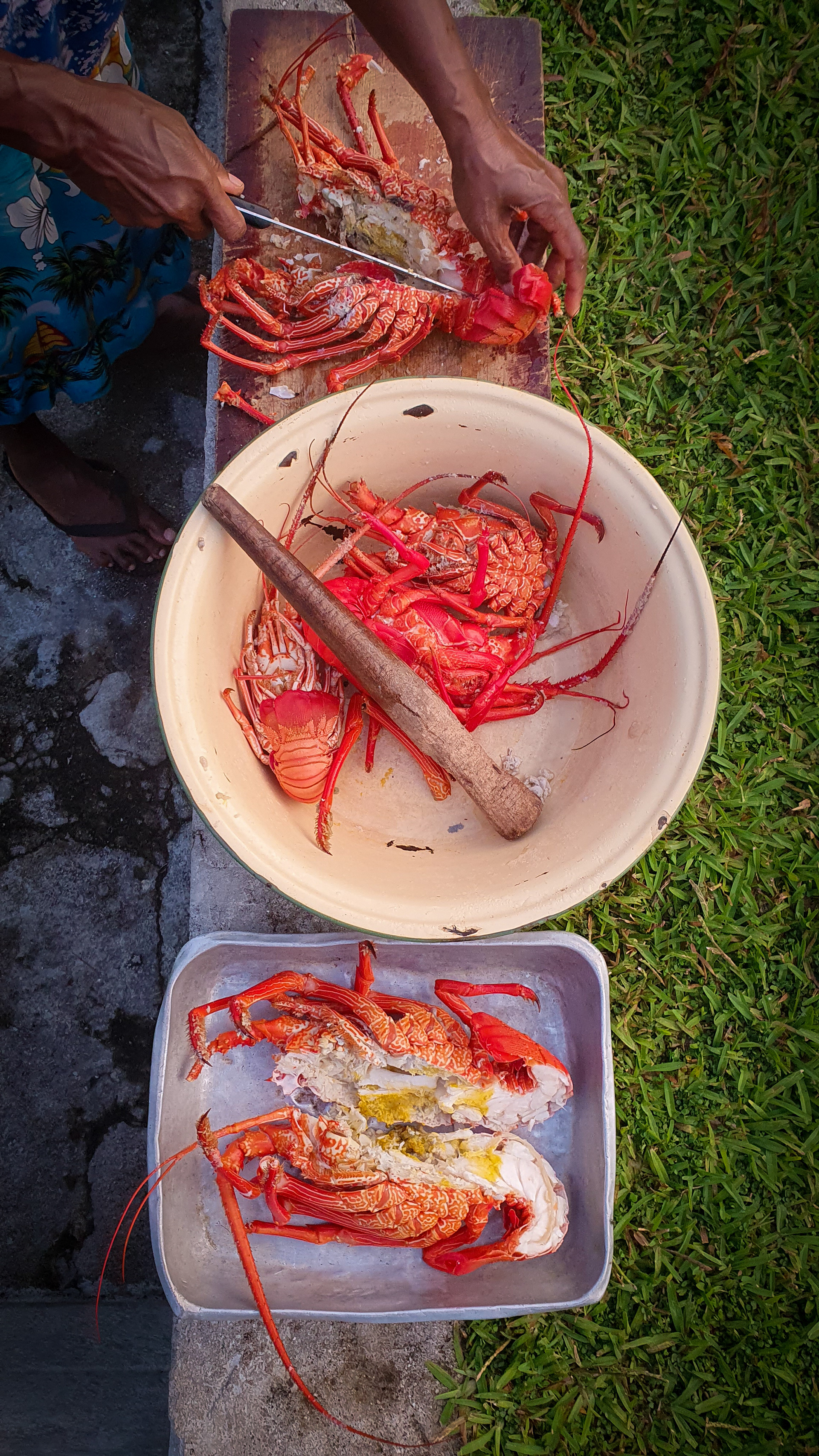 Preparing our catch from the previous night