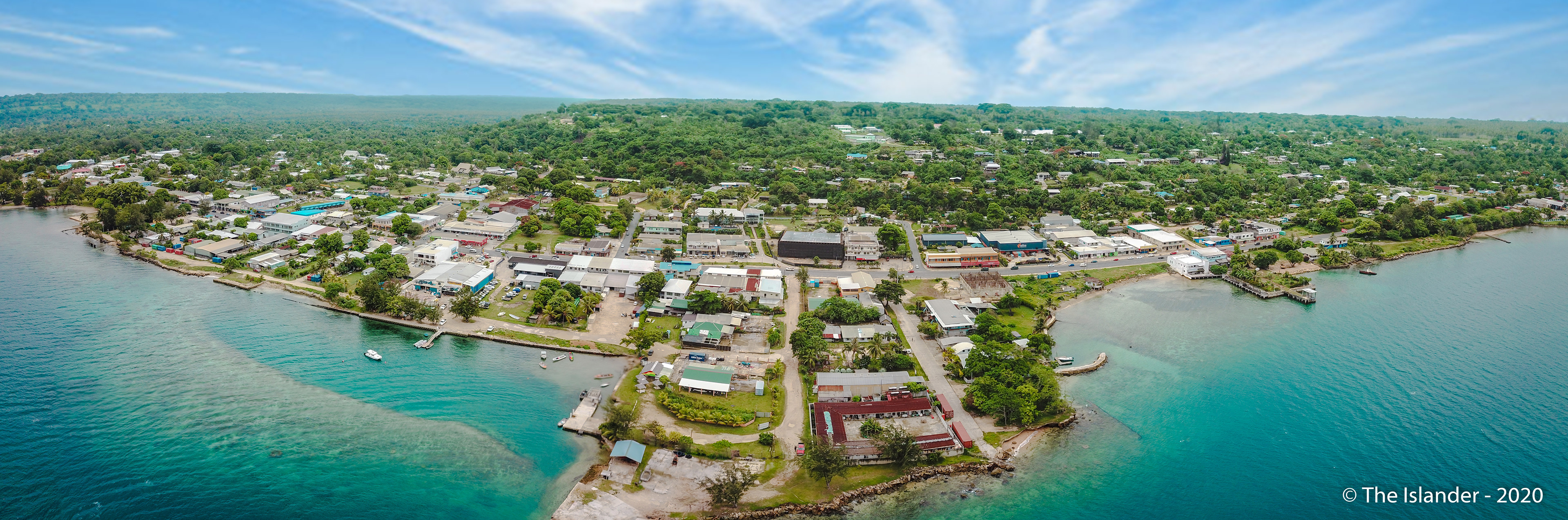 Panoramic Aerial shot of Luganville, aka "Kingstown"