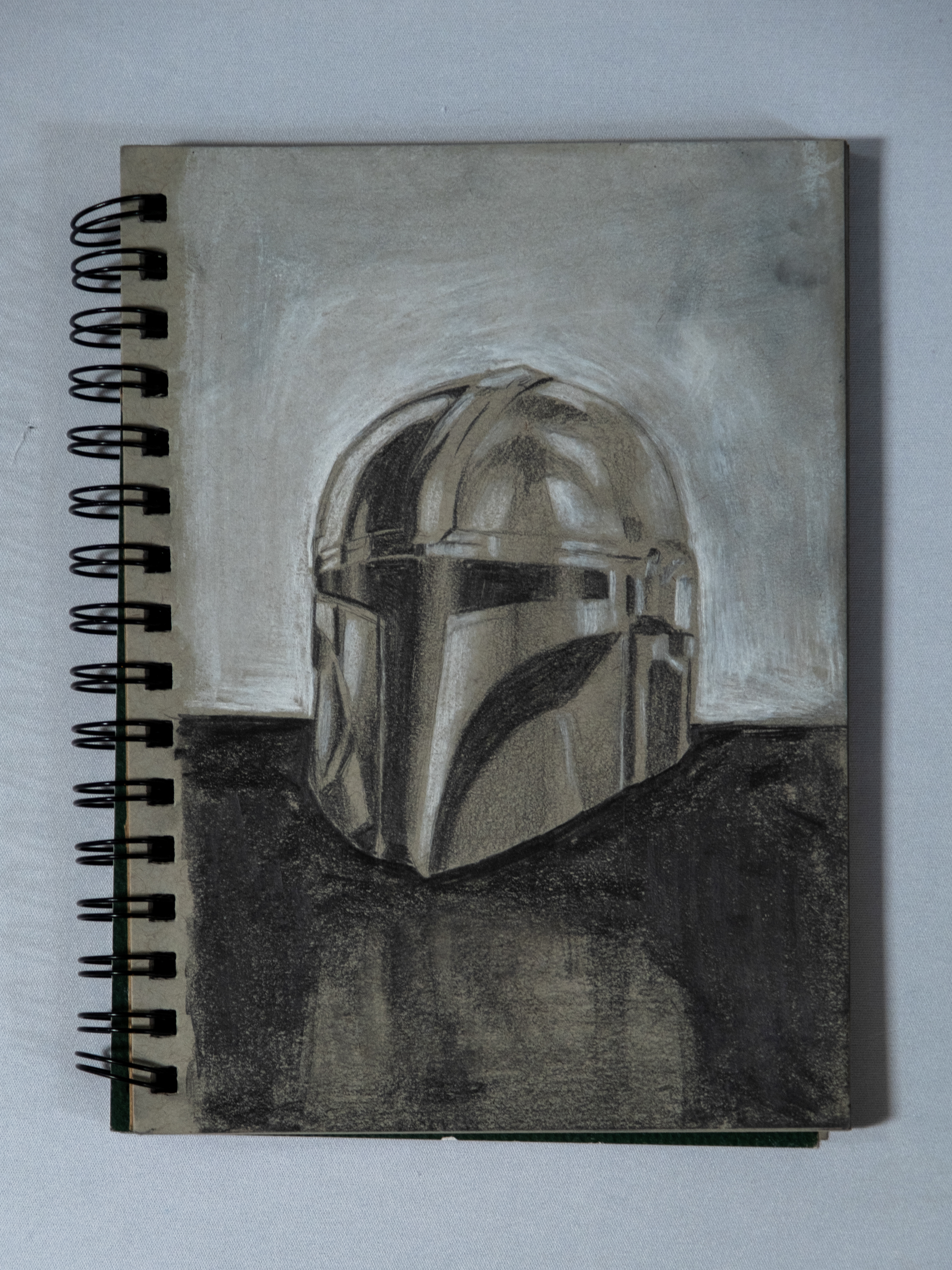 Learning to Draw Metal, 2023, Graphite and white charcoal. Drawing 1. Set of 3