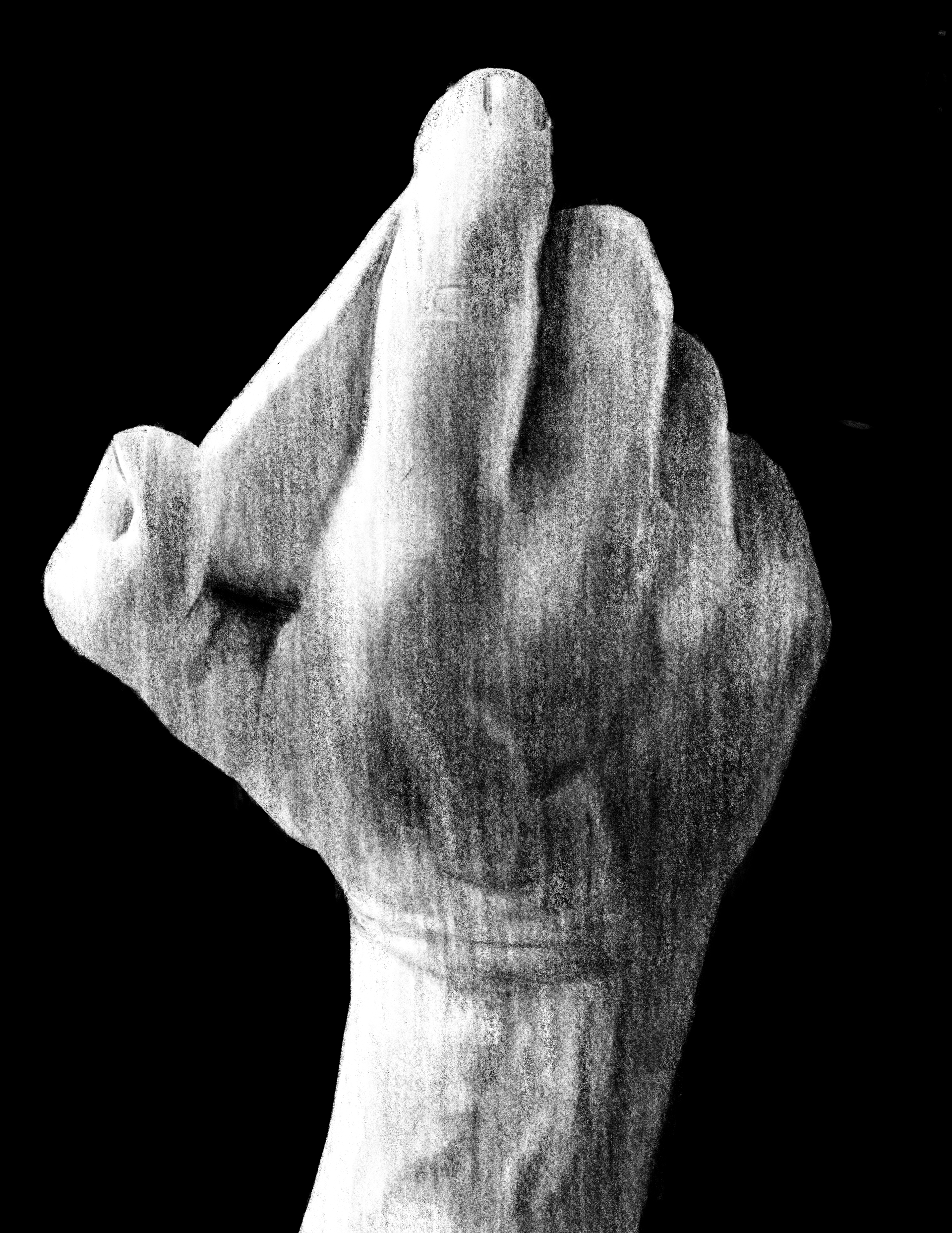 Hand, 2023, Drawn on Procreate. Drawing 3, studying faces and hands. Set of 2