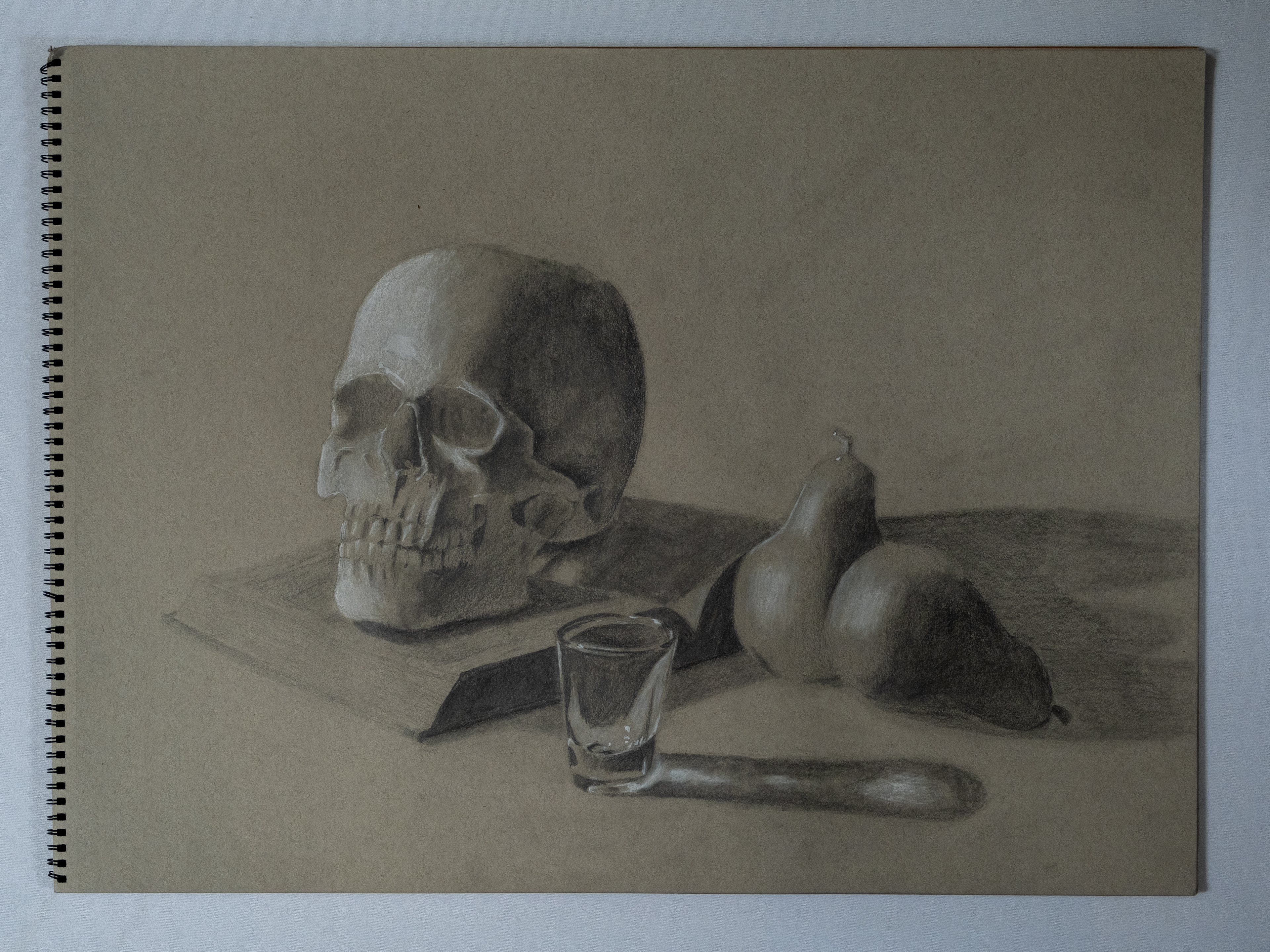 Still Life, 2023, Graphite and white charcoal. Introductory drawing. Set of 3