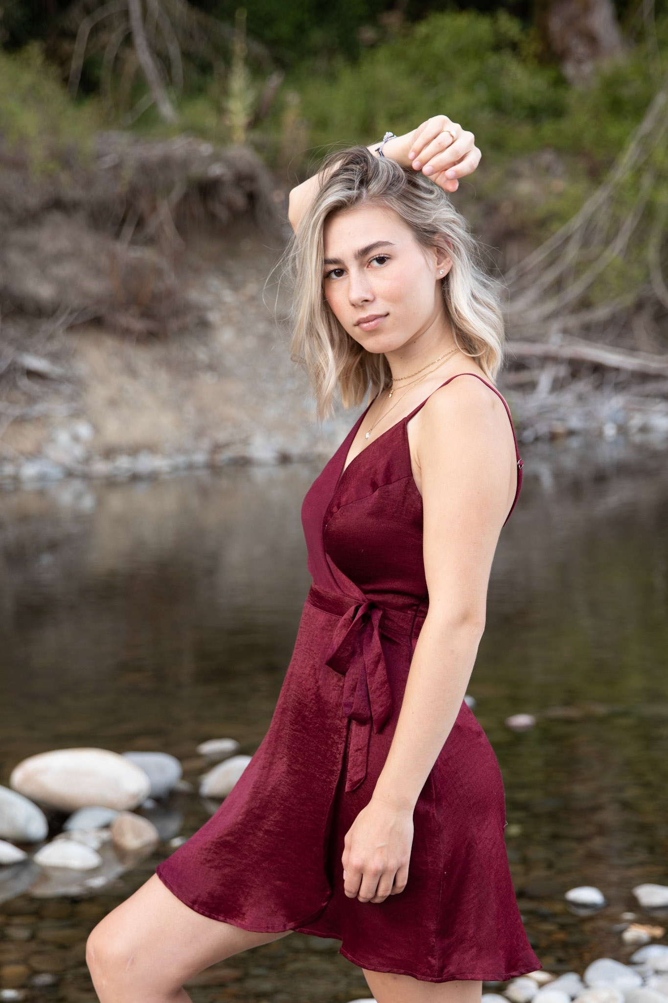 Senior portraits , Vancouver Wa Photography, Creek, Golden Hour,