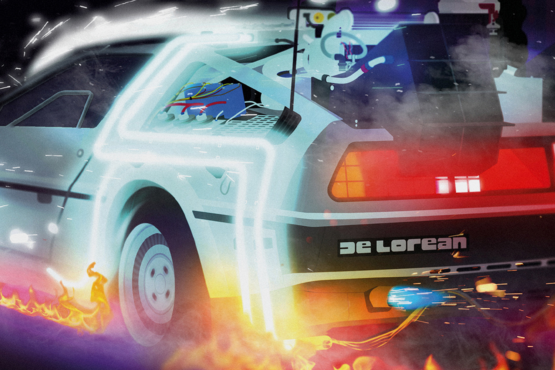 Close up of the Delorean detail