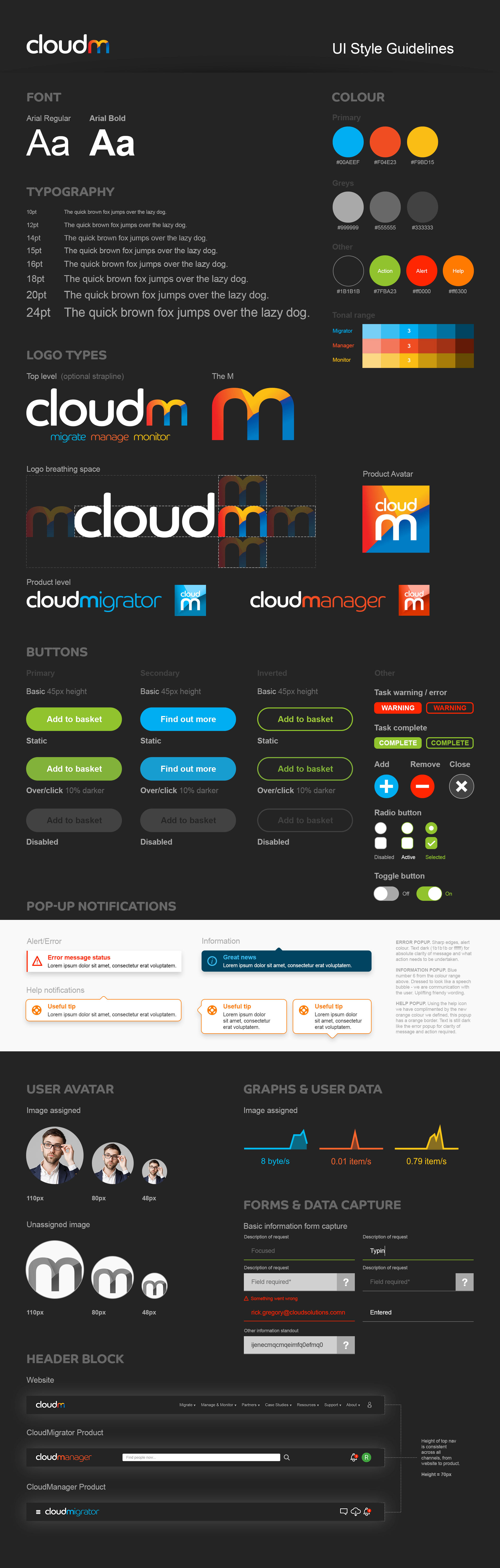 CloudM Dark UI style guide