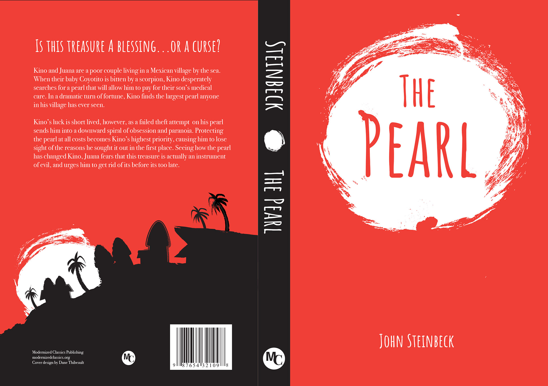 Book design for John Steinbeck's classic novel The Pearl. The concept is to show the duality of the pearl as both a treasure and an instrument of destruction. I used a dry brush pen to create the textured pearl illustration, along with a series of custom digital brushes I designed for the textural effects.