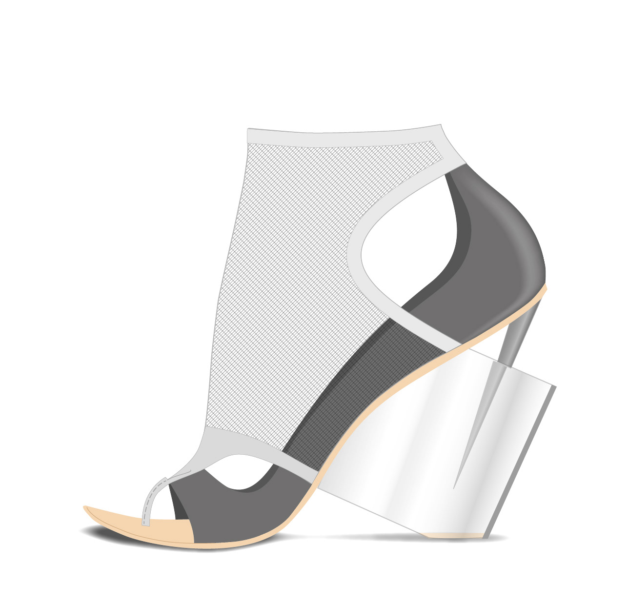 illustrator sketch of high heel with transparent heel