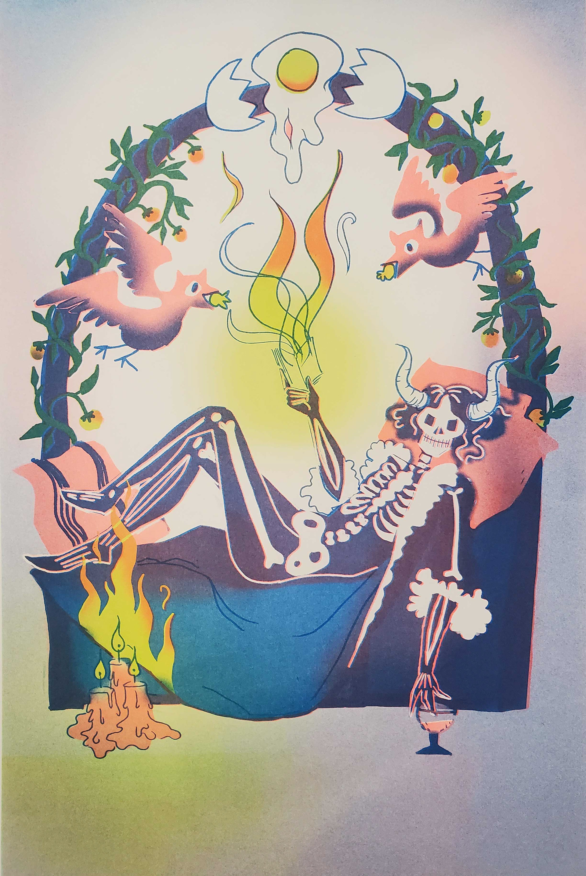 Gormander's Day Off, Risograph Print, 11" x 17"