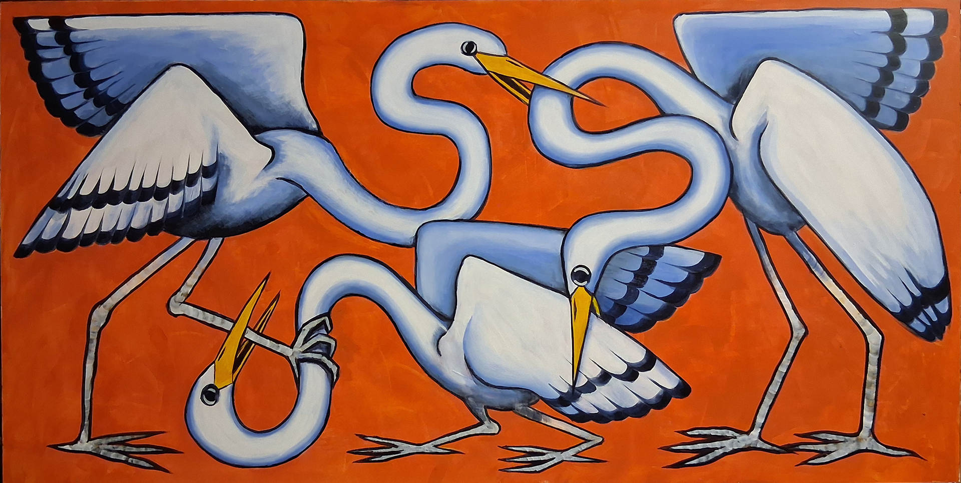 Fight or Flight, Acrylic and Latex on Hardboard, 24" x 48"