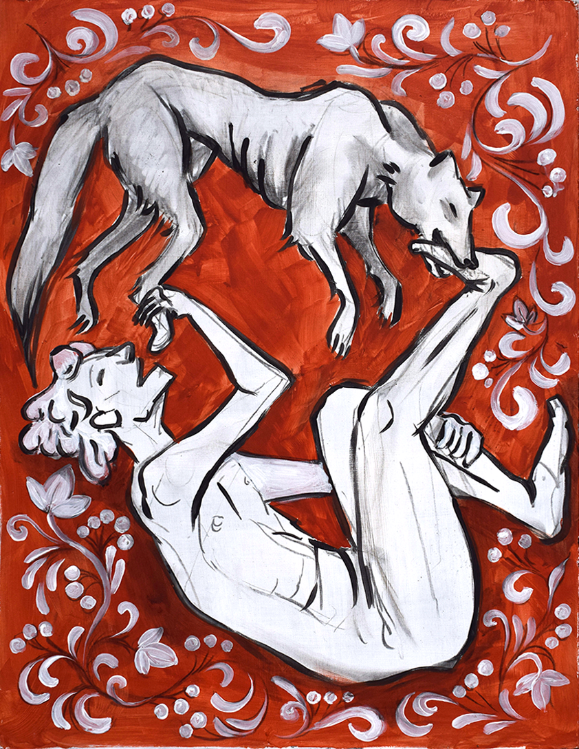 Gormander's Beginning, Acrlyic and Charcoal on Hardboard, 18" x 24"