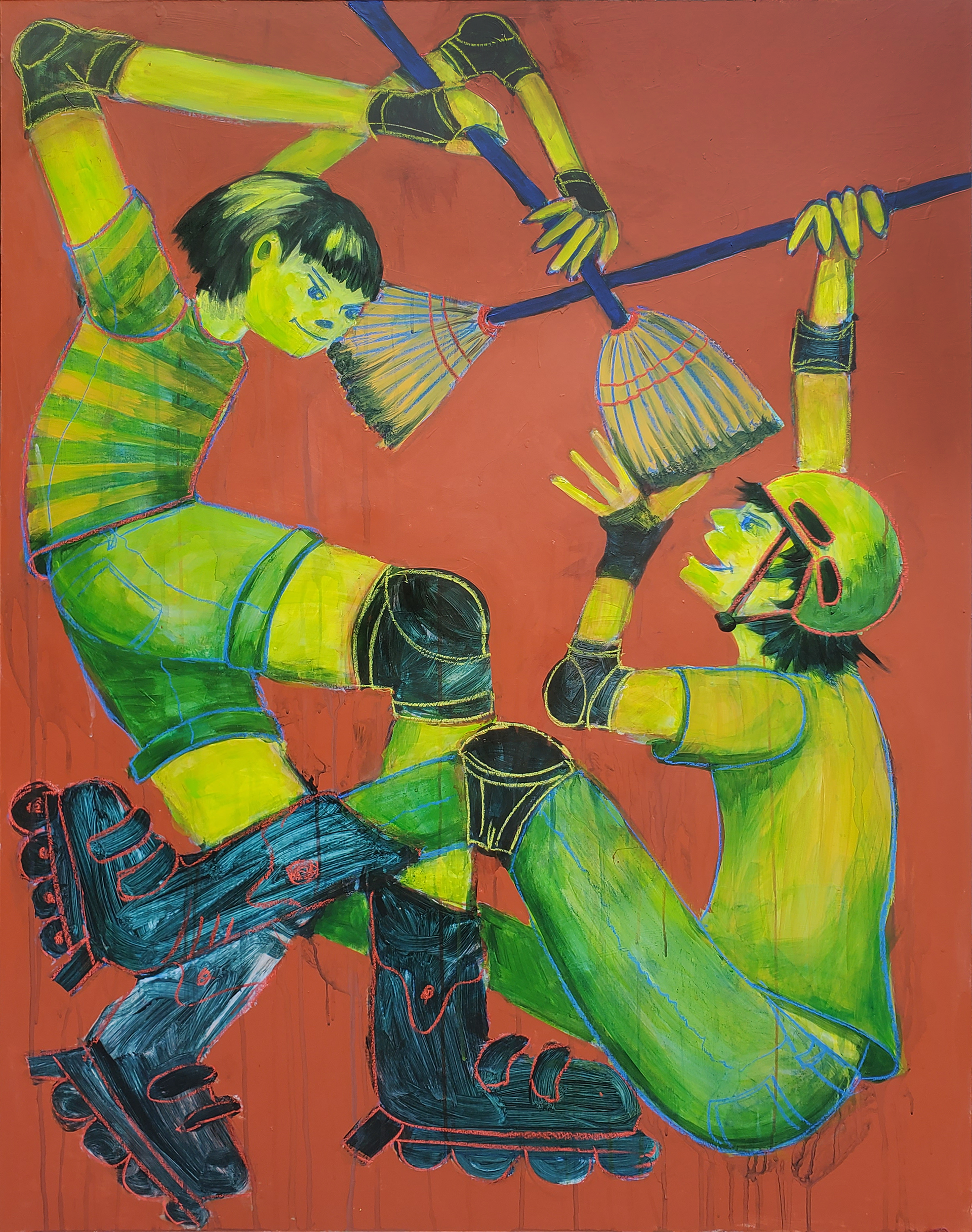 The Brutality of Sisterly Love, 3 ft x 4 ft, Acrylic and Pastel on Hardboard