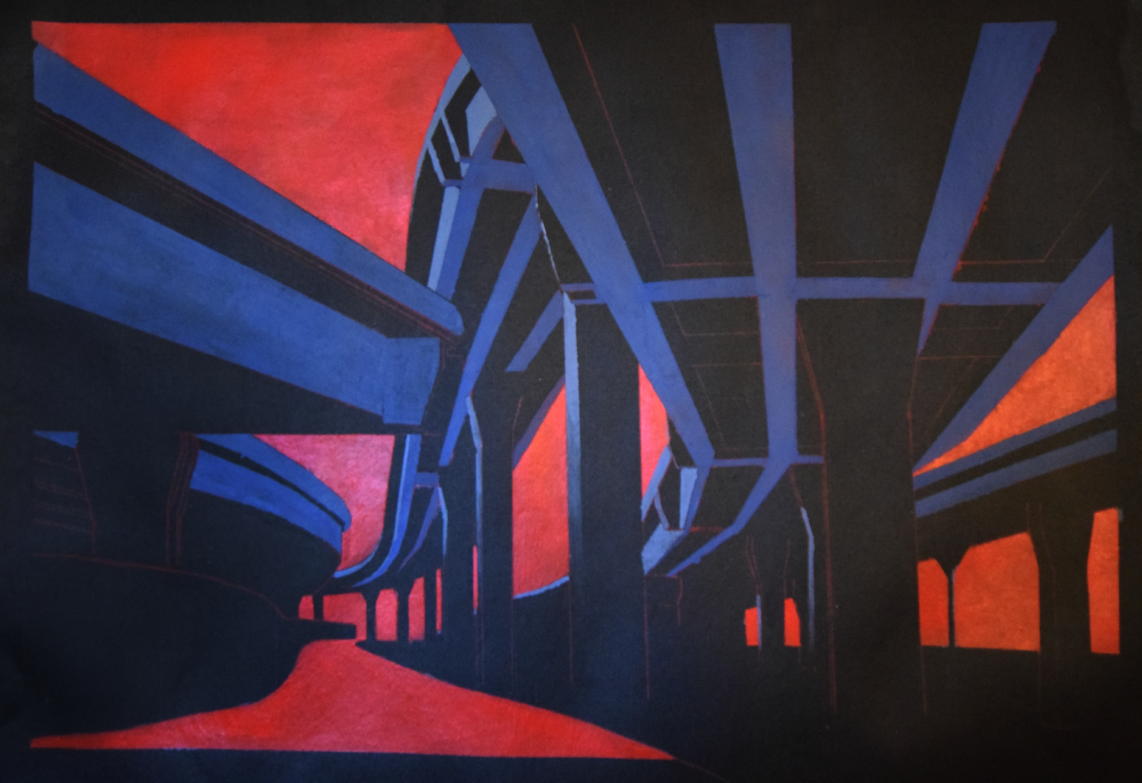 Highway, Acrylic on Tar Paper, Sold
