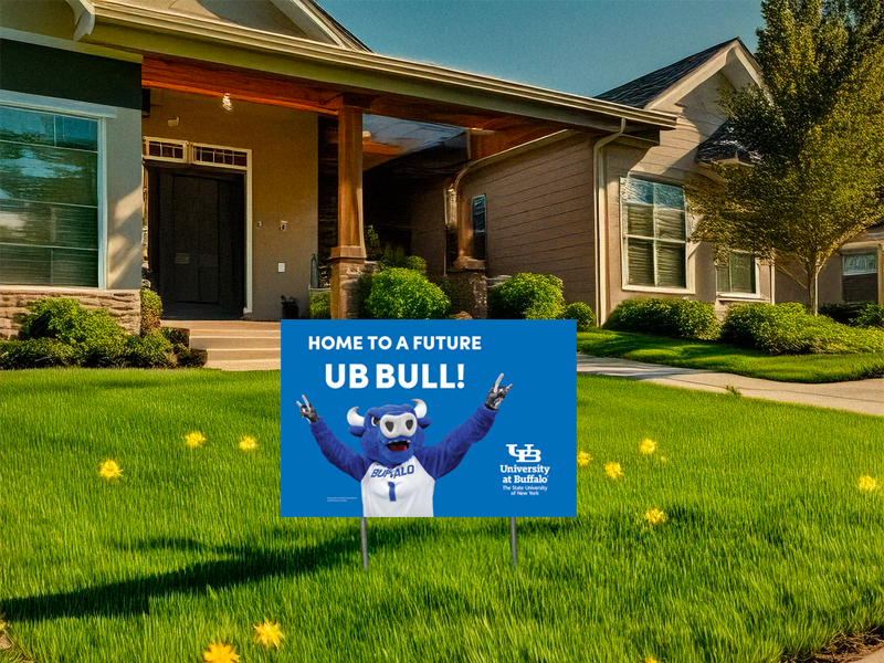 These lawn signs are a new initiative to help students celebrate their acceptance and build affinity with UB.