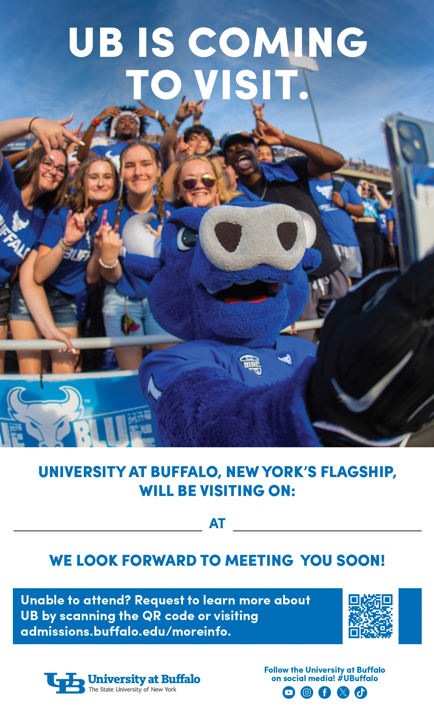 High school visit posters were sent to high school counselors to advertise upcoming visits.