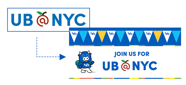 Updated the UB@NYC hero banner to something more relatable to students and that also referenced the digital swag offered to accepted students.