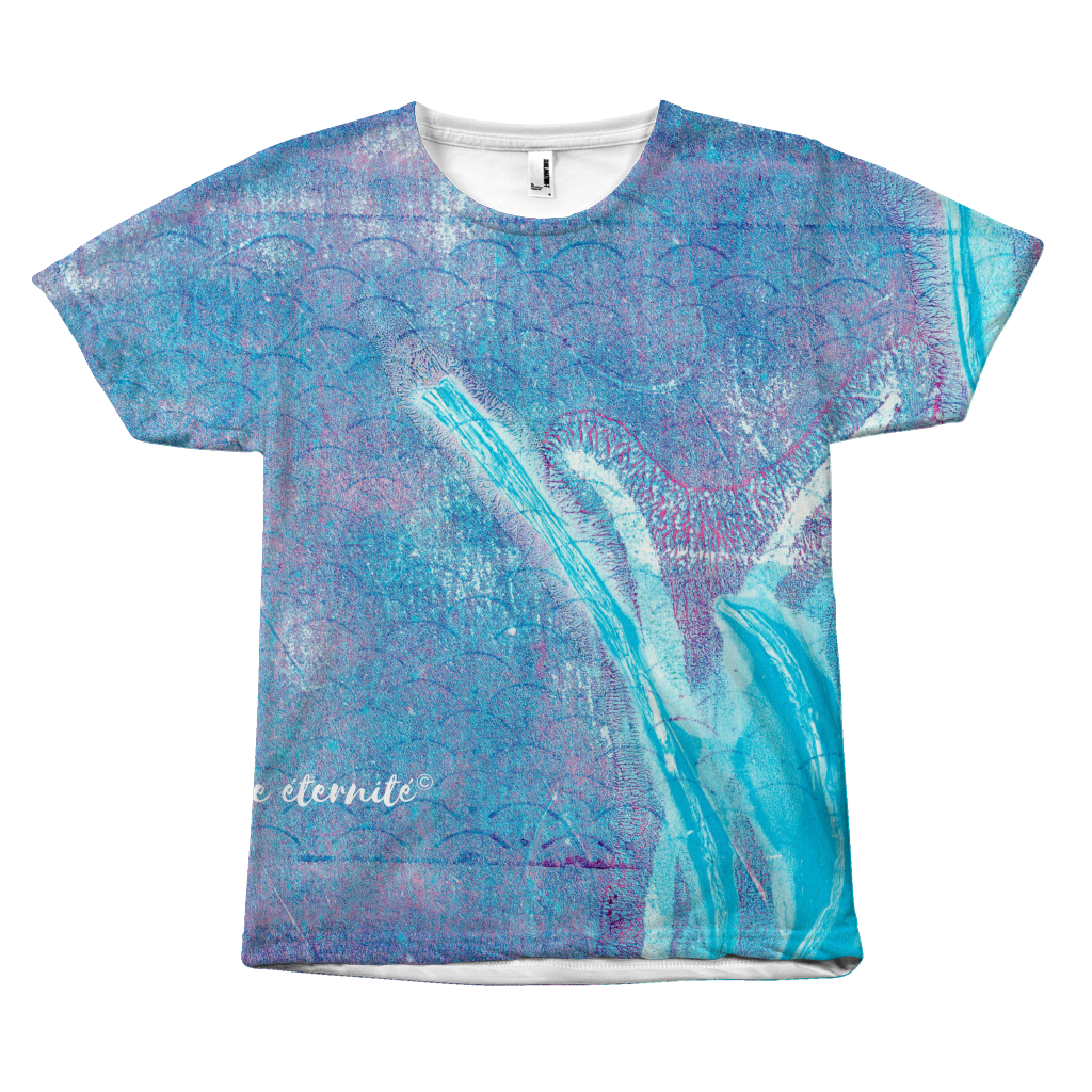 Print on Demand t-shirt with Gelli Print I designed and digitized 