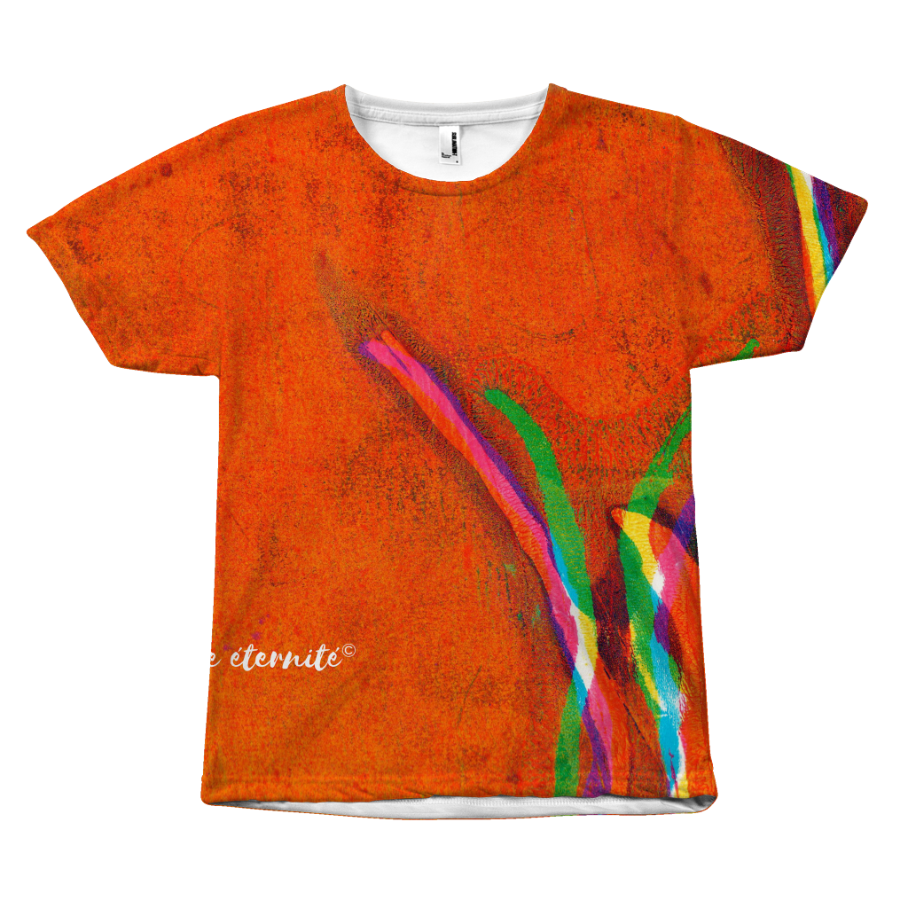 Print on Demand t-shirt with Gelli Print I designed and digitized 