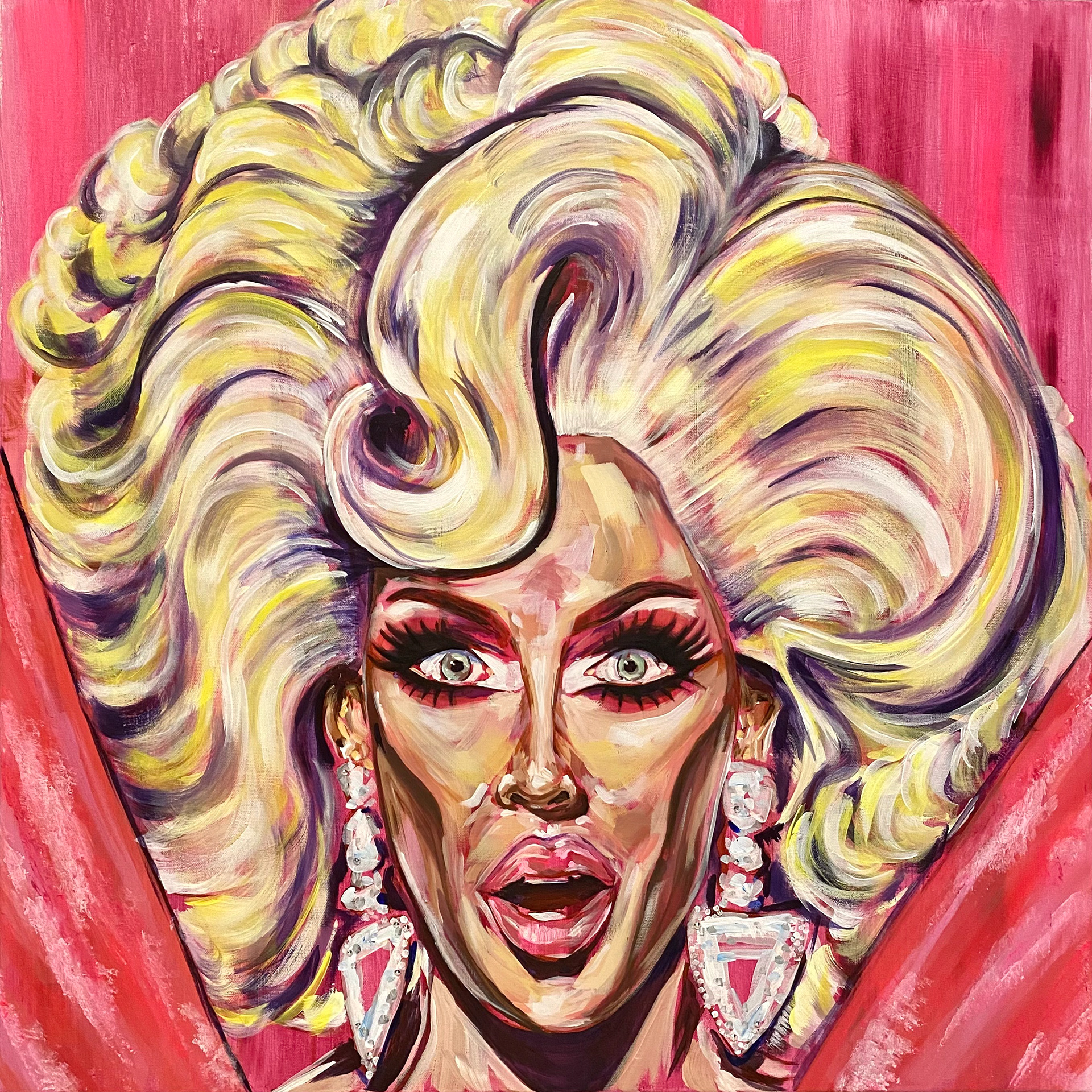 Alyssa Edwards 30"x30" acrylic & Swarovski crystals on canvas