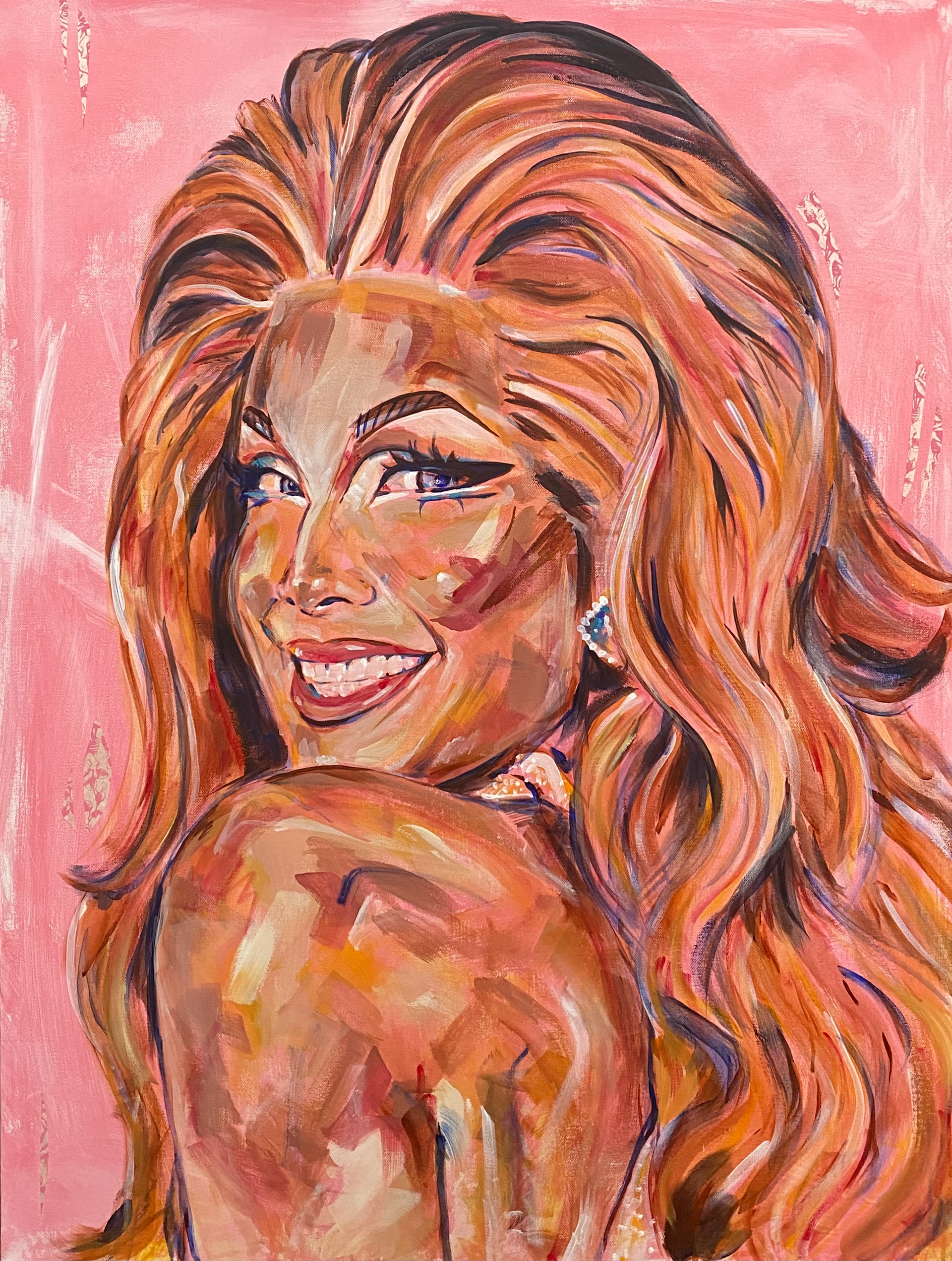 Valentina 30"x40" acrylic, cut paper & Swarovski crystals on canvas