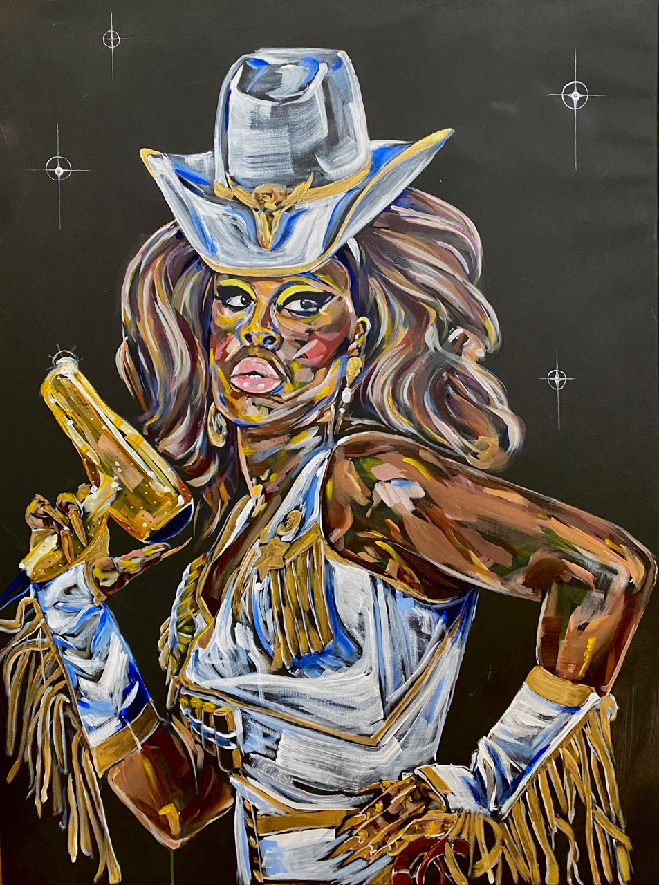 Bob the Drag Queen 36"x48" acrylic & Swarovski crystals on canvas