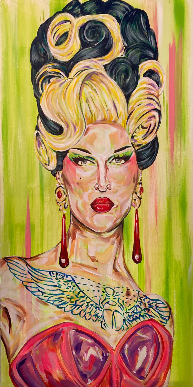 Dovima Nurmi 24"x48" acrylic & Swarovski crystals on canvas