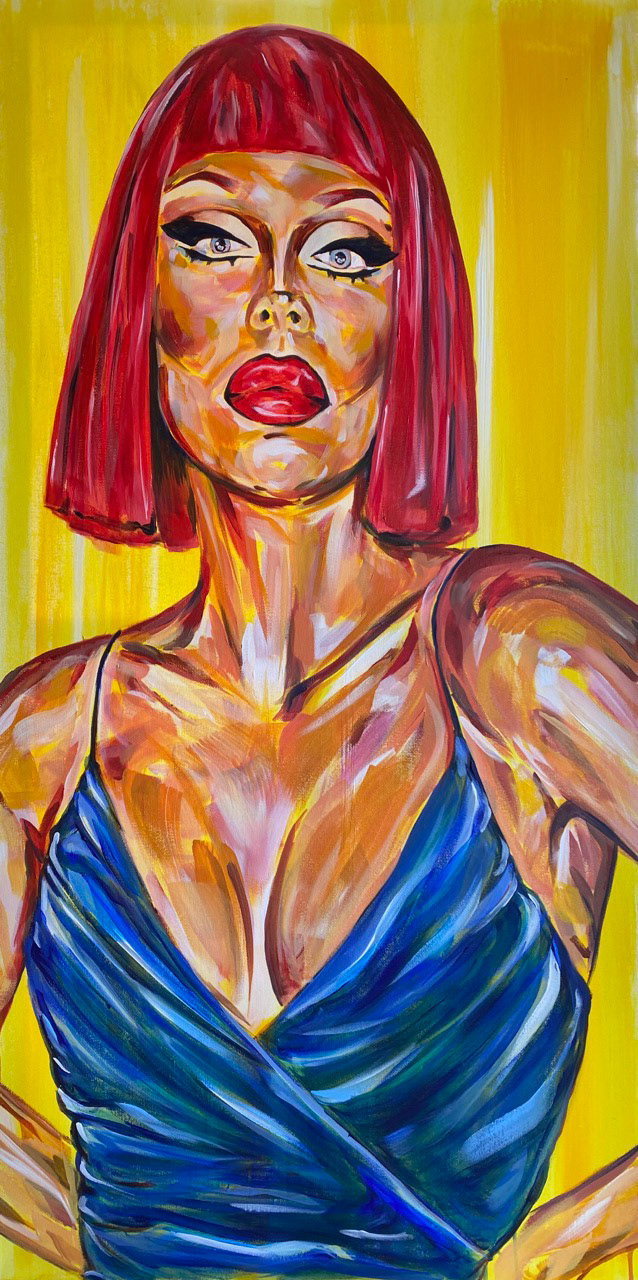 Raven 24"x48" acrylic & Swarovski crystals on canvas