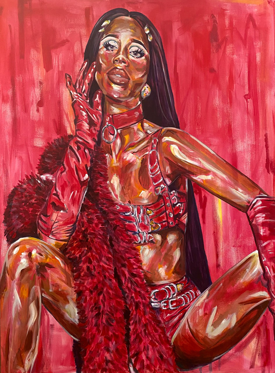 Naomi Smalls 36"x48" acrylic & Swarovski crystals on canvas