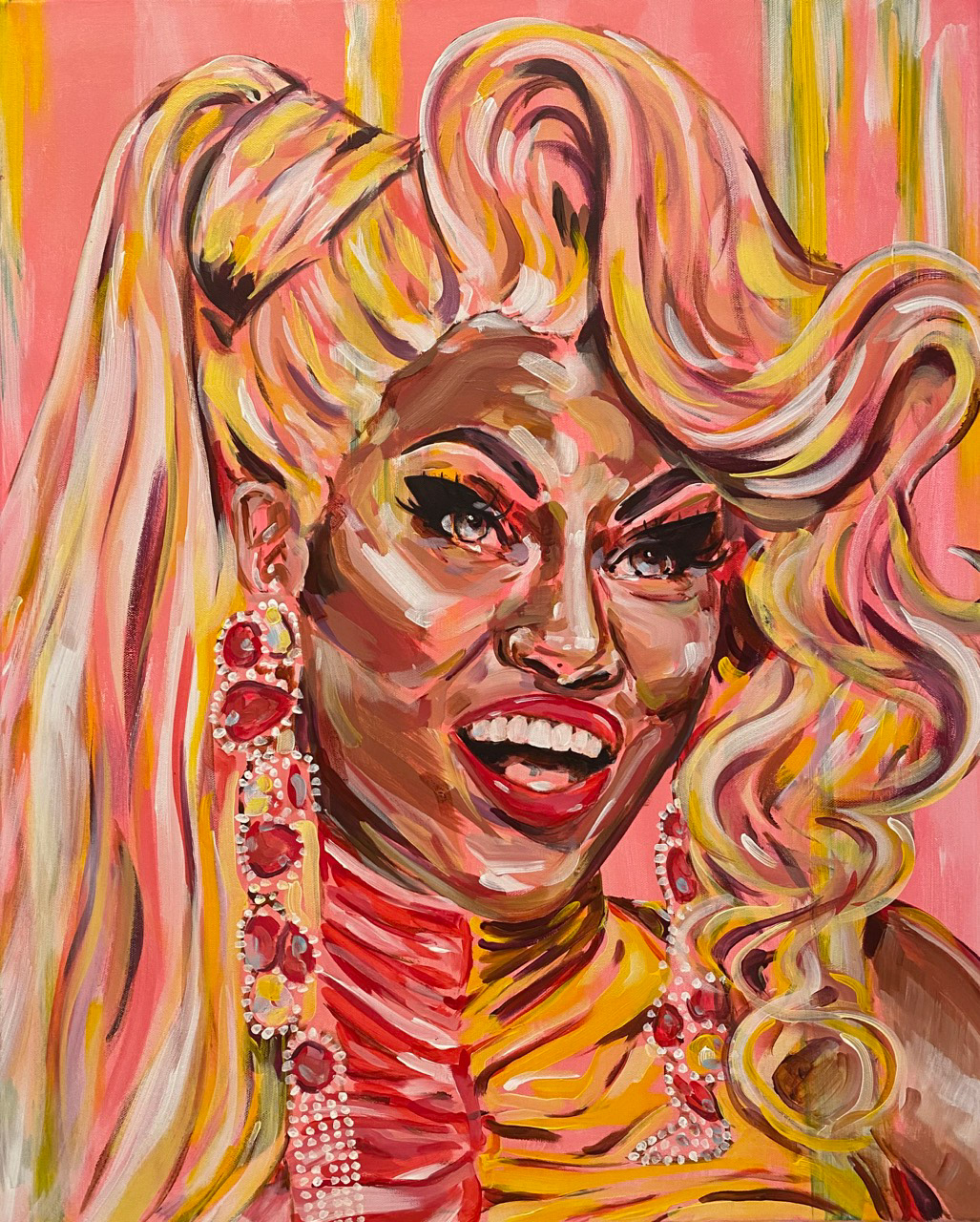 Olivia Lux 24"x36" acrylic & Swarovski crystals on canvas